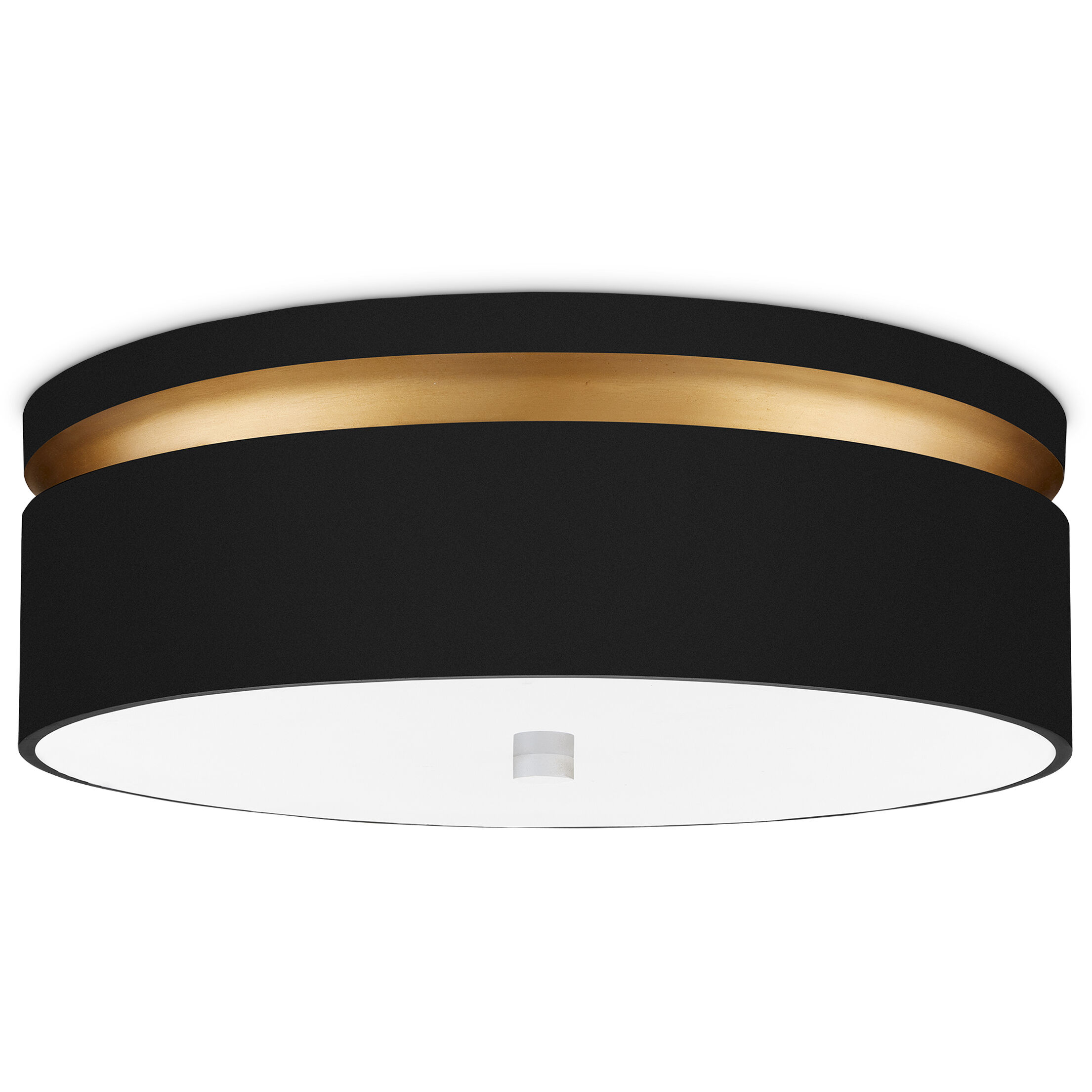 Serenity 1 Light 18.5 inch Satin Black and Contemporary Gold with White Flush Mount Ceiling Light