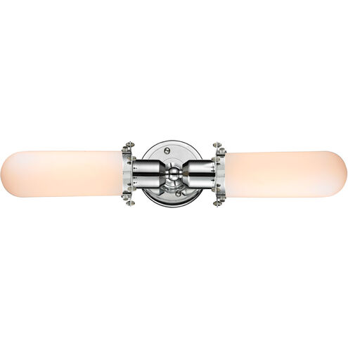 Austere Centri 2 Light 22 inch Polished Chrome Bath Vanity Light Wall Light in Incandescent, Matte White Glass, Austere