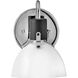 Argo 1 Light 7.25 inch Chrome with Black Vanity Light Wall Light
