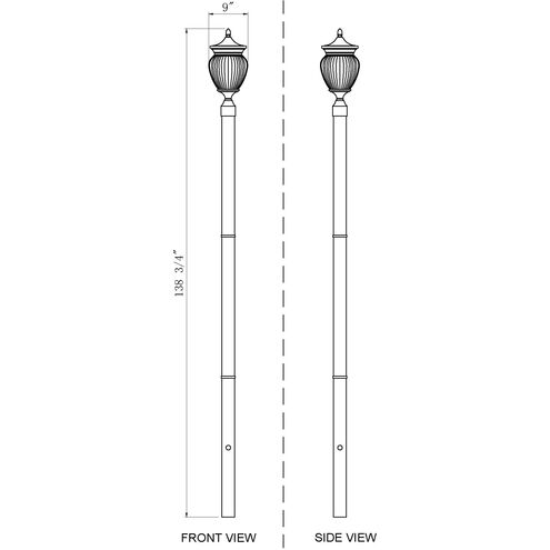 Davina 3 Light 138.25 inch Black Outdoor Post Mounted Fixture in G9
