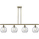 Ballston Athens 4 Light 48 inch Antique Brass Island Light Ceiling Light in Clear Glass, Ballston