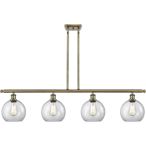 Ballston Athens 4 Light 48 inch Antique Brass Island Light Ceiling Light in Clear Glass, Ballston