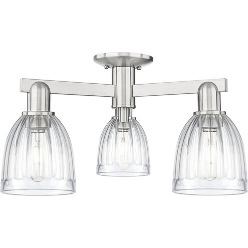 Arcadia Brookfield 3 Light 23 inch Brushed Satin Nickel Semi-Flush Mount Ceiling Light
