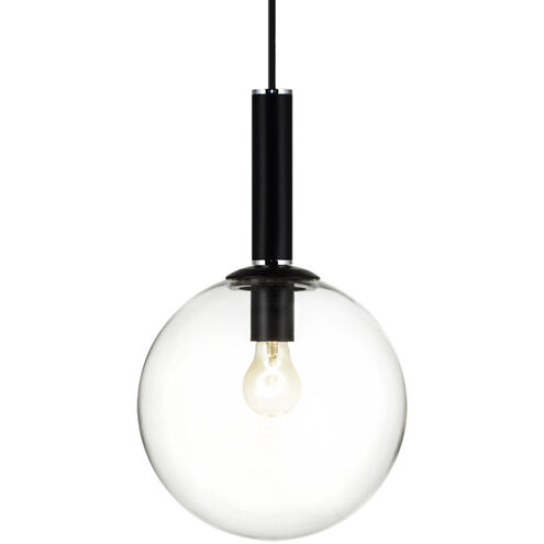 Stellar 1 Light 10 inch Black Pendant Ceiling Light in Black and Clear