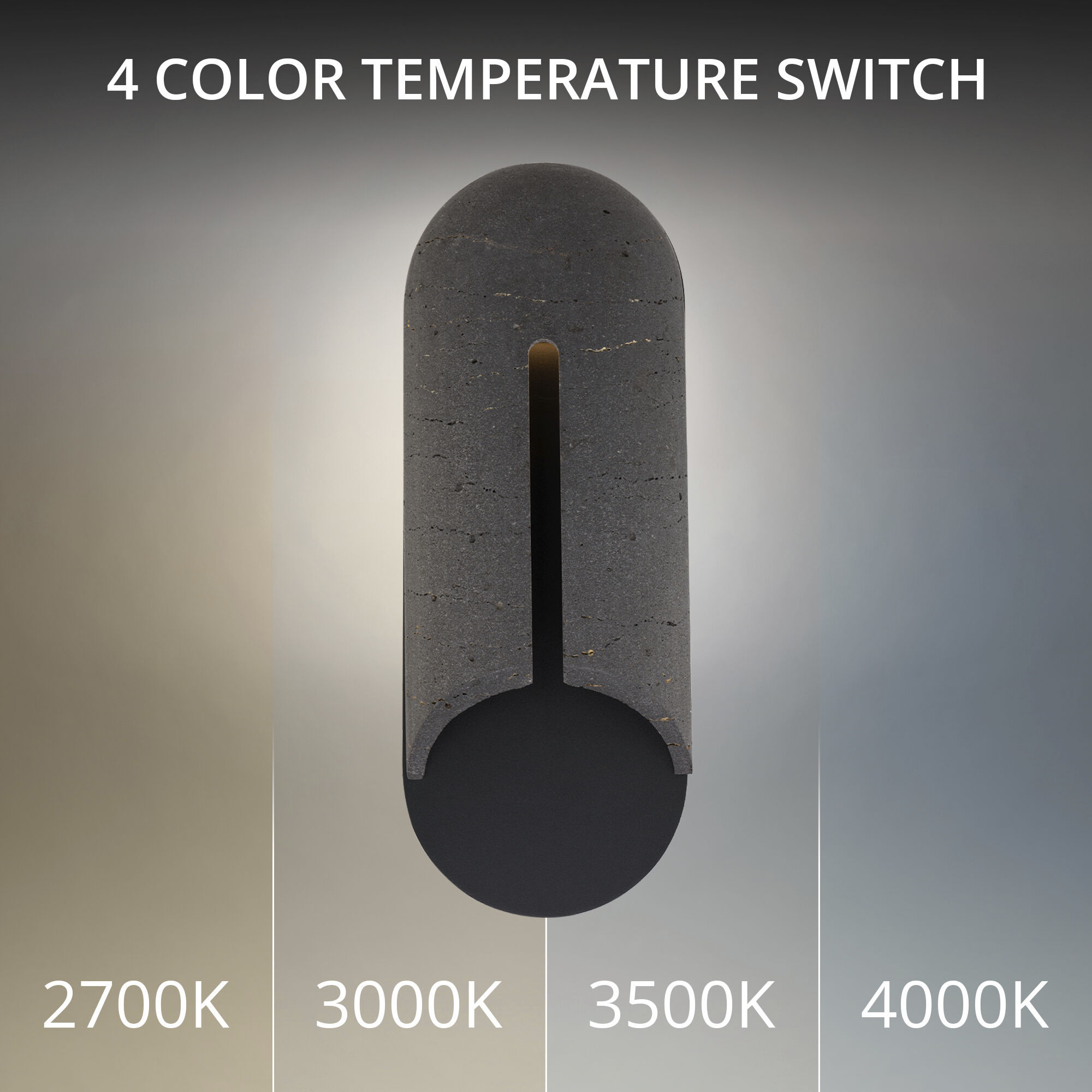 Clog LED 22 inch Bassalt Stone and Black Outdoor Wall Lighting in 3500K