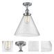 Ballston X-Large Cone 1 Light 8 inch Polished Chrome Semi-Flush Mount Ceiling Light in Seedy Glass