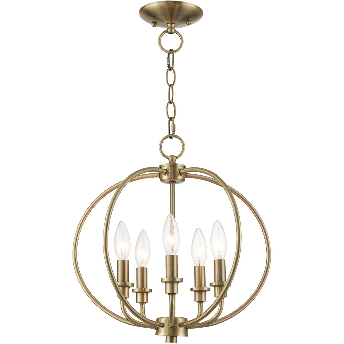 Milania 5 Light 16 inch Antique Brass Convertible Mini Chandelier/Ceiling Mount Ceiling Light