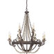 Menard 12 Light 38 inch Fossil Stone Chandelier Ceiling Light, 10ft of chain 12ft  wire