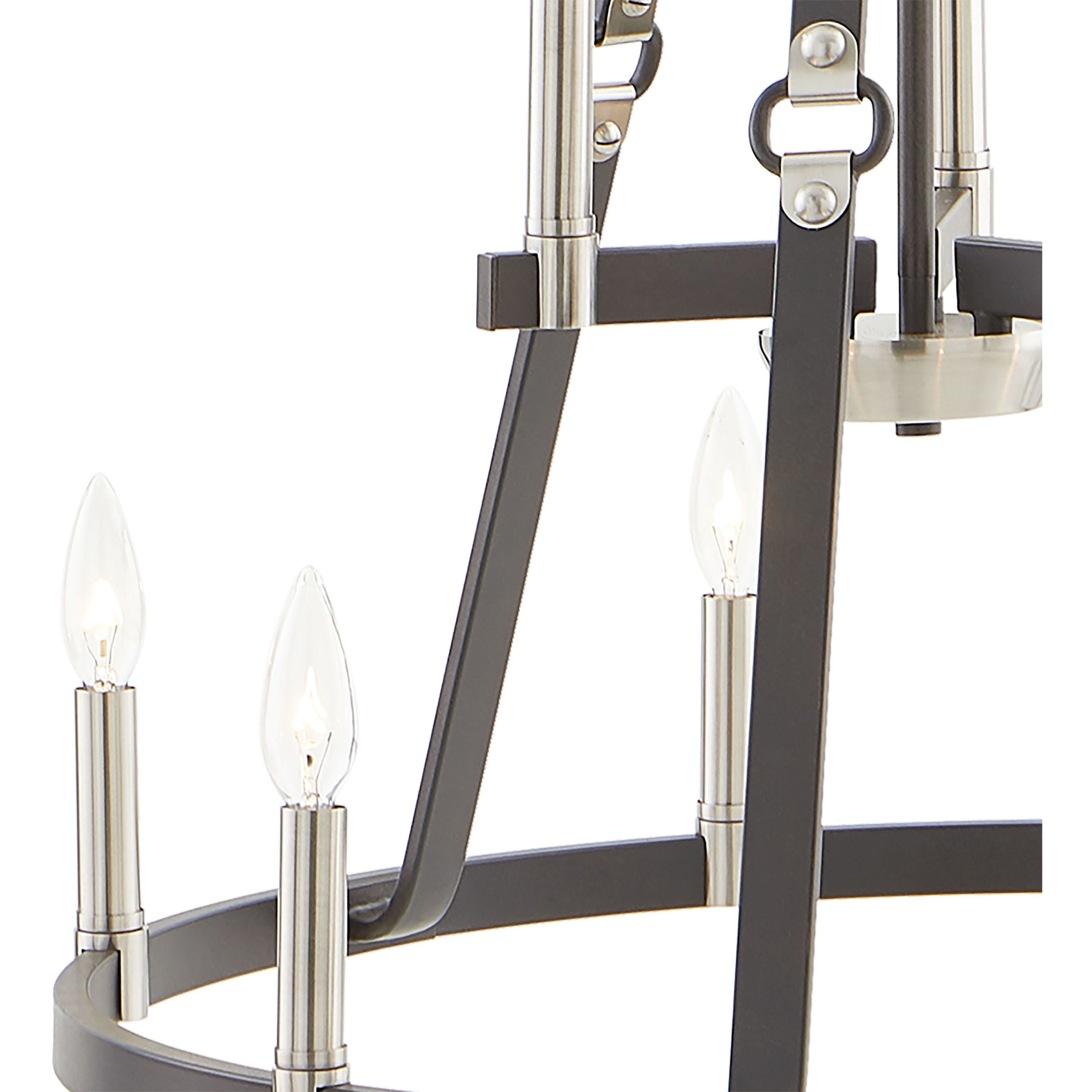 Armstrong Grove 9 Light 25 inch Charcoal with Satin Nickel Chandelier Ceiling Light