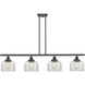Ballston Large Bell 4 Light 48 inch Matte Black Island Light Ceiling Light in Clear Glass, Ballston