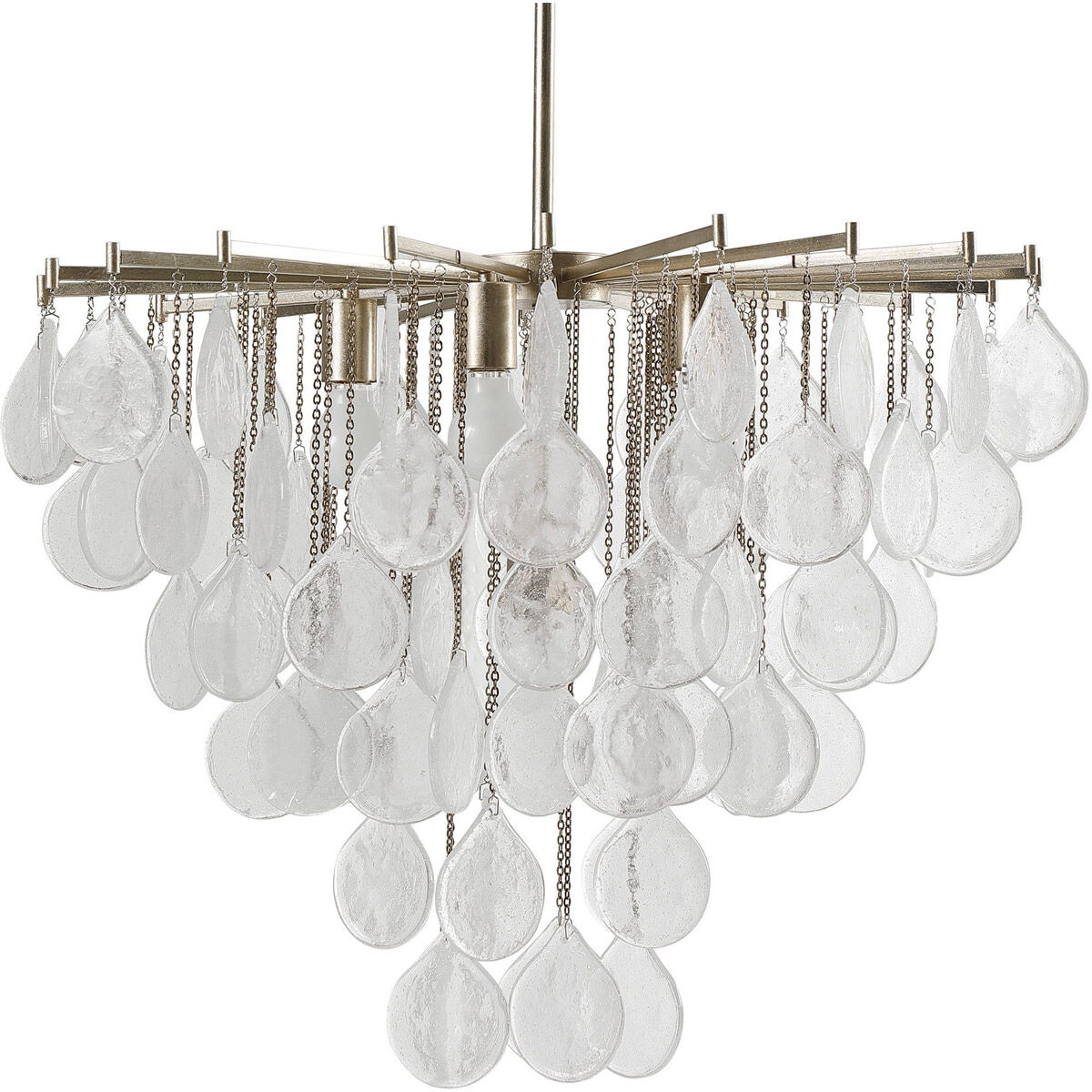 Goccia 6 Light 28.75 inch Rich Antique Bright Silver Leaf Pendant Ceiling Light