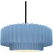 Radiance Collection - Pleated Tier Pendant Ceiling Light in Matte Black, Black Cord, Replaceable Bulb, Sky Blue, 14.5W x 5.25H, Form+Finish+Function