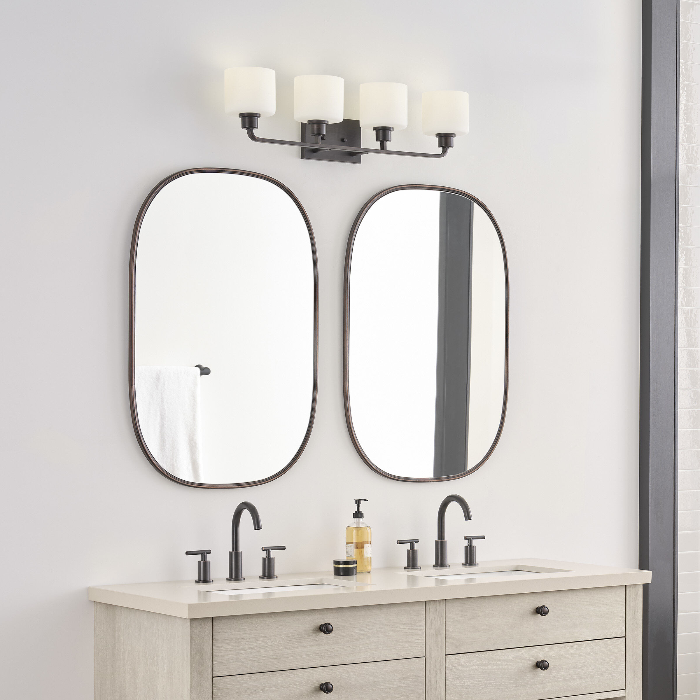 Canfield 4 Light 31.88 inch Bronze Wall Bath Fixture Wall Light