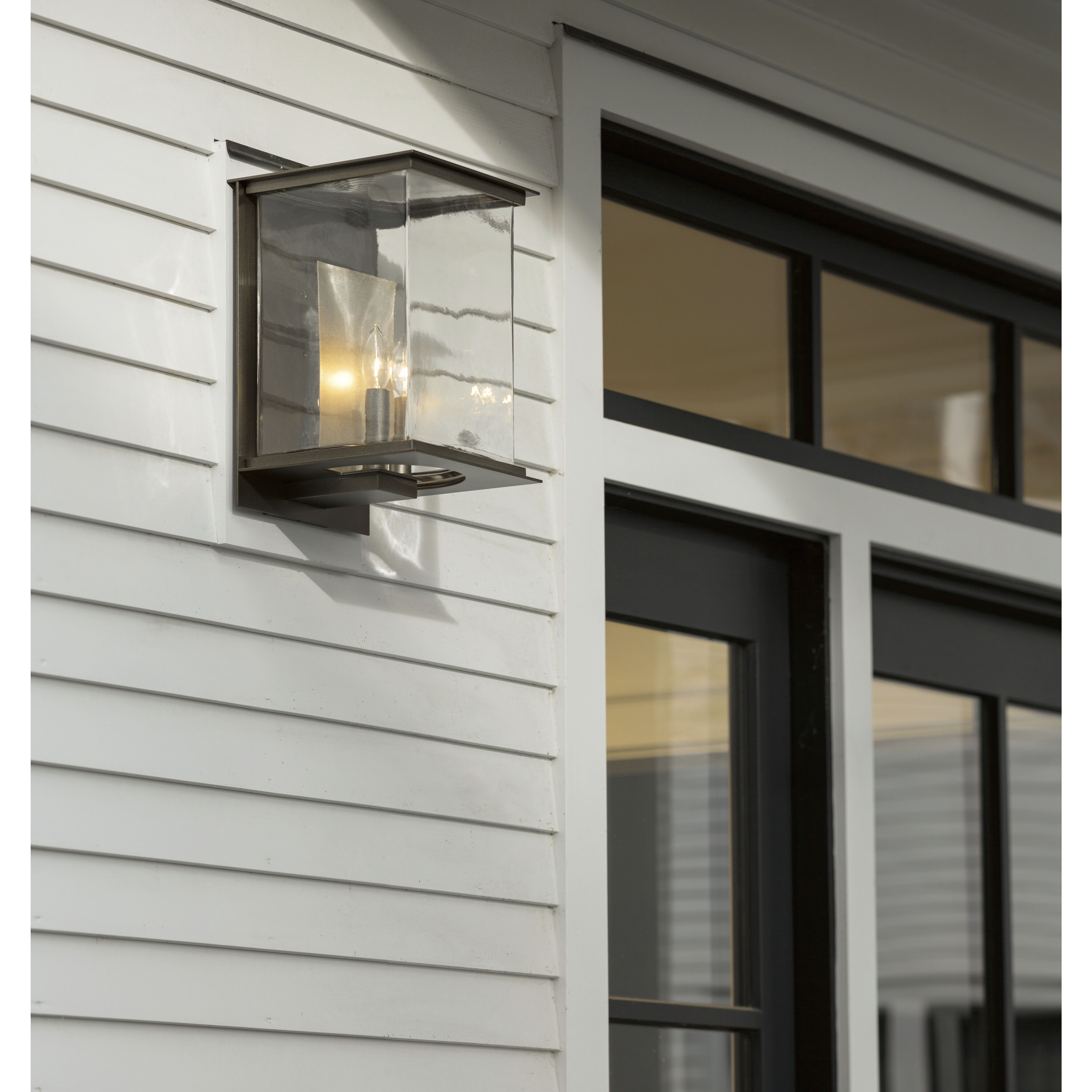 Kingston 2 Light 14.8 inch Coastal Bronze and Translucent Vintage Platinum Outdoor Sconce in Coastal Bronze/Translucent Vintage Platinum, Large