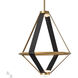 Art & Alchemy Aspen LED 22.5 inch Modern Brass Pendant Ceiling Light in Black Leather with Alabaster