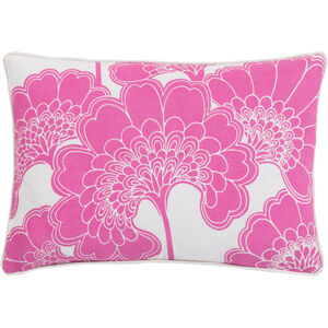 Japanese Floral 20 inch White, Bright Pink Pillow Kit