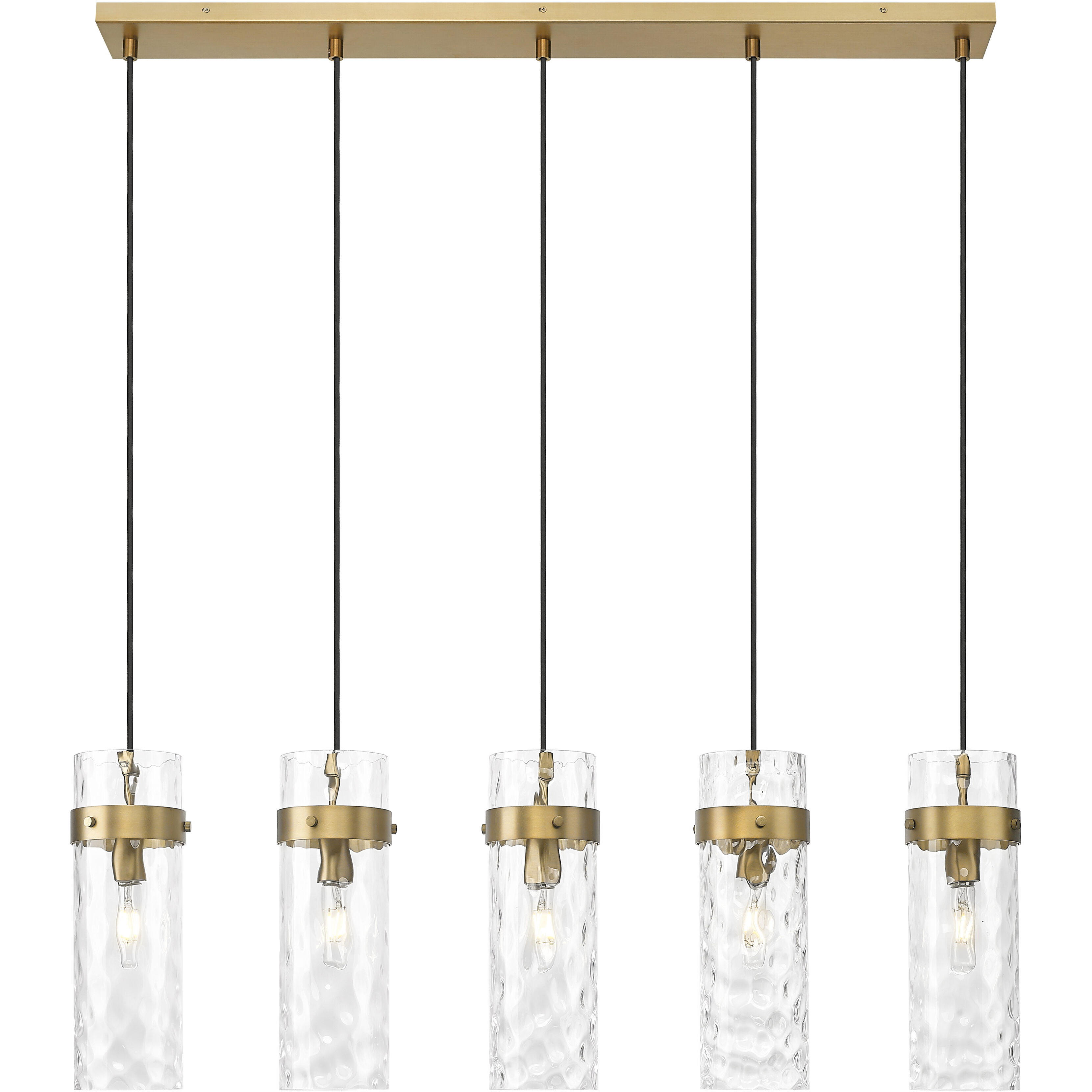 Fontaine Linear Chandelier Ceiling Light in Rubbed Brass
