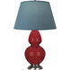 Robert Abbey Double Gourd 31 inch 150.00 watt Ruby Red Glazed Ceramic with Antique Silver Table Lamp Portable Light in Bright Blue with Gray RR22B - Open Box