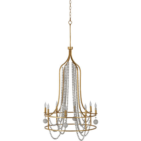 Neville 8 Light 34.75 inch Vintage Gold / Distressed Ivory Chandelier Ceiling Light