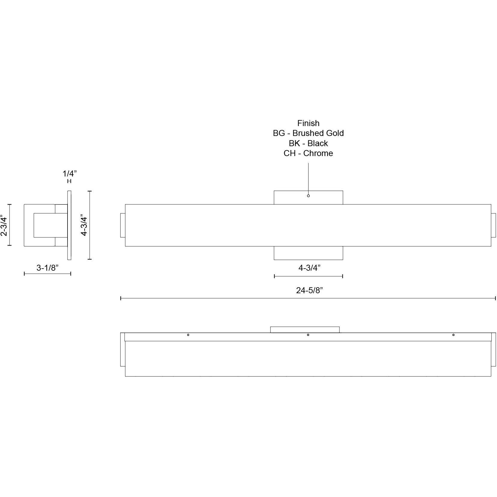 Latitude LED 24.63 inch Black Bath Vanity Light Wall Light