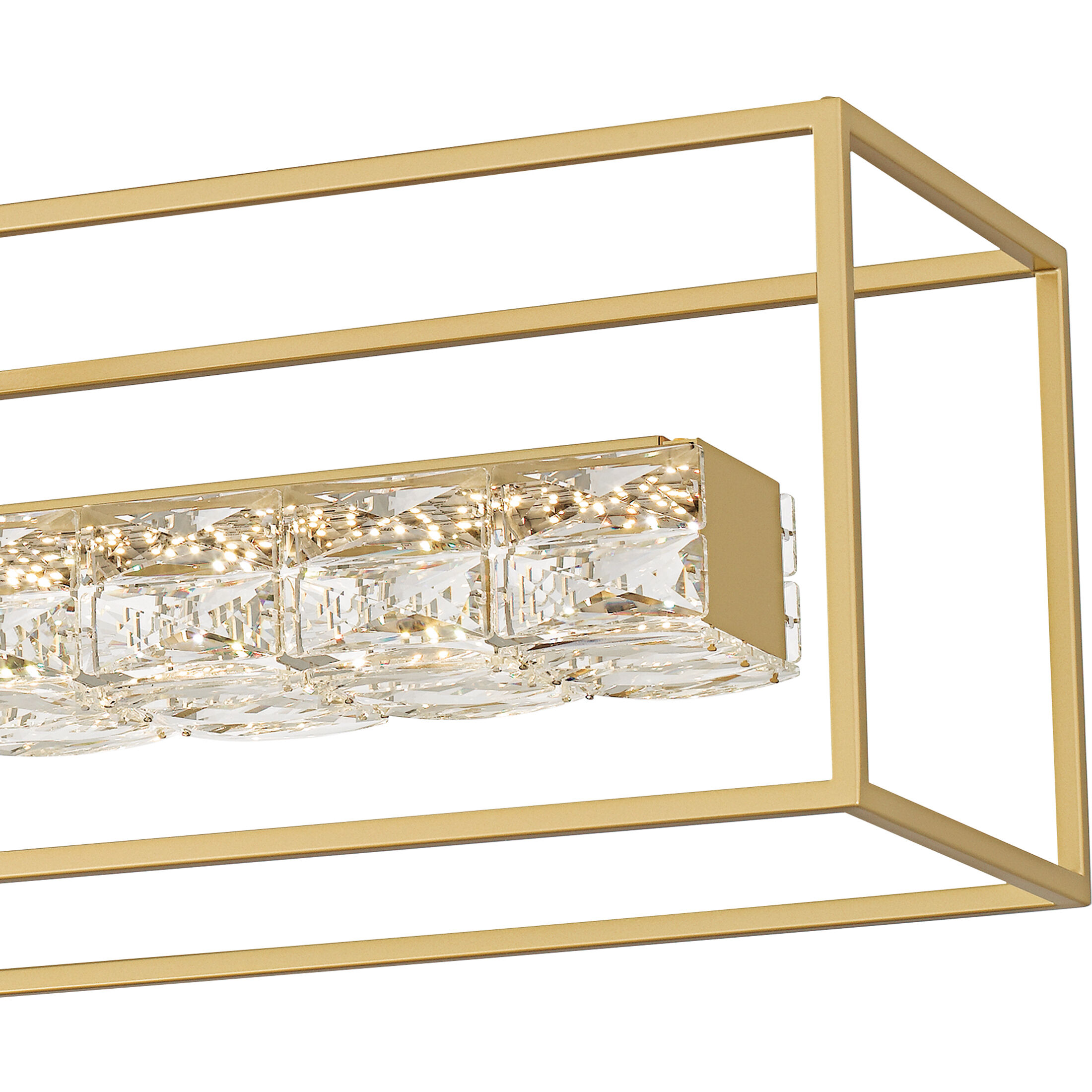 Dazzle LED 48 inch Soft Gold Linear Chandelier Ceiling Light, Large