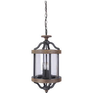 Ashwood 2 Light 11 inch Textured Black/Whiskey Barrel Outdoor Pendant