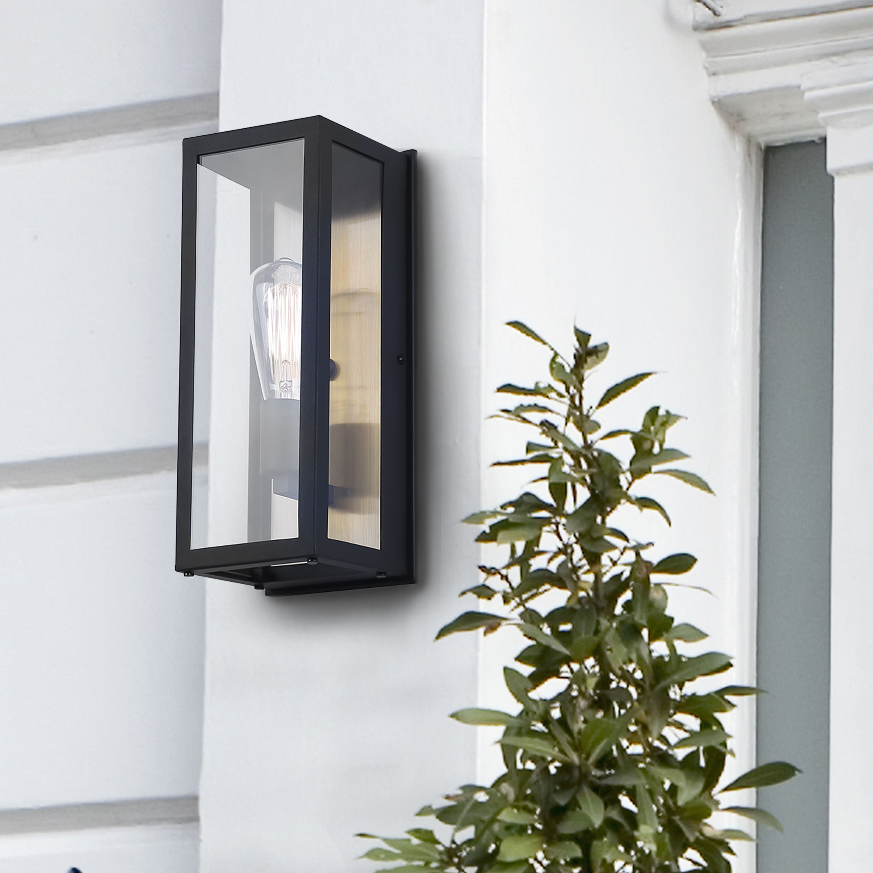 Miller 1 Light 5.5 inch Black/Gold Outdoor Lantern