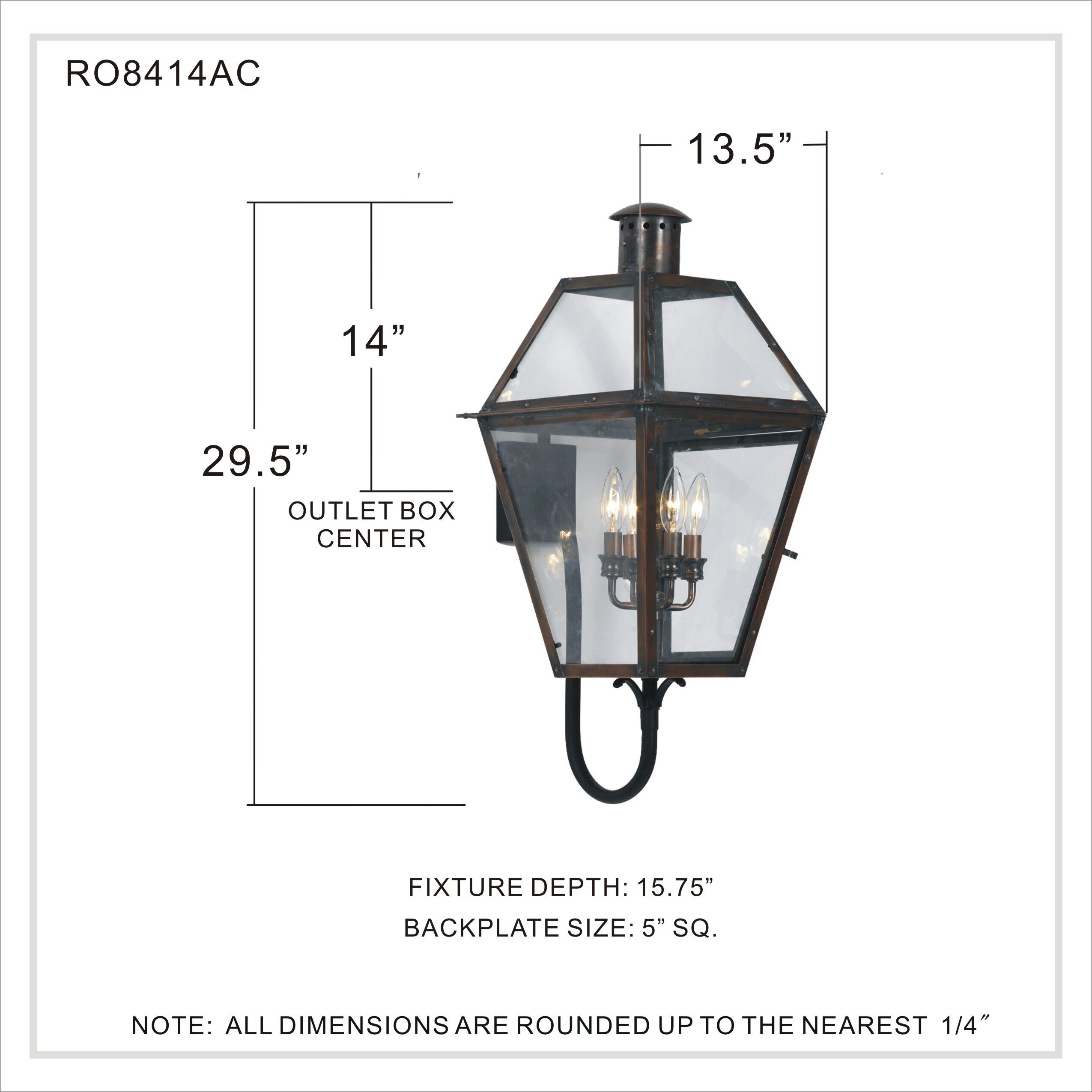 Rue De Royal 4 Light 29 inch Aged Copper Outdoor Wall Lantern