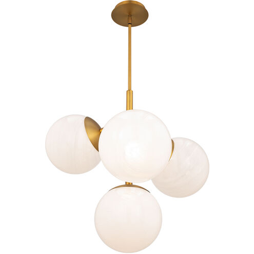 Quatrro LED 26.75 inch Aged Brass Pendant Ceiling Light in 4000K, dweLED