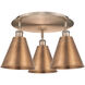 Ballston Cone 3 Light 19.75 inch Antique Copper Flush Mount Ceiling Light
