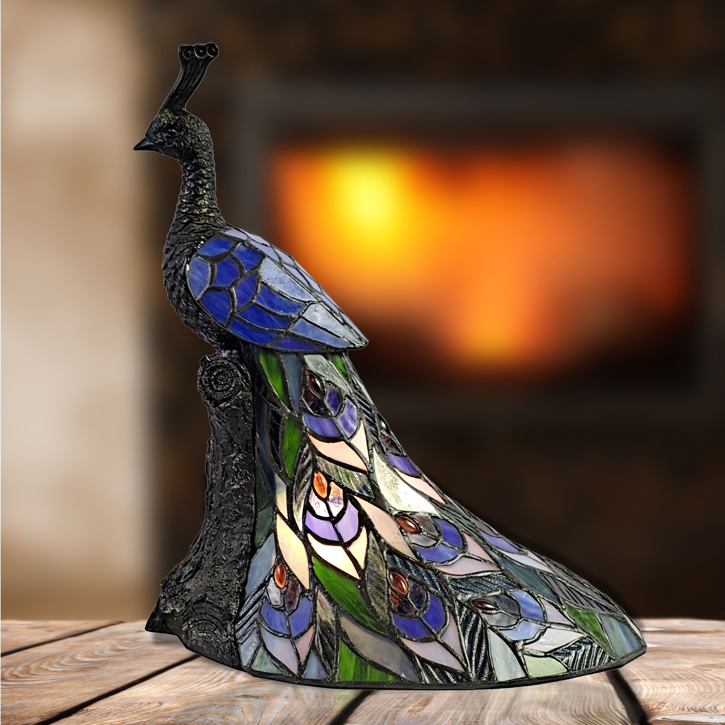 Galana Blue Peacock 16 inch 25.00 watt Bronze Accent Lamp Portable Light