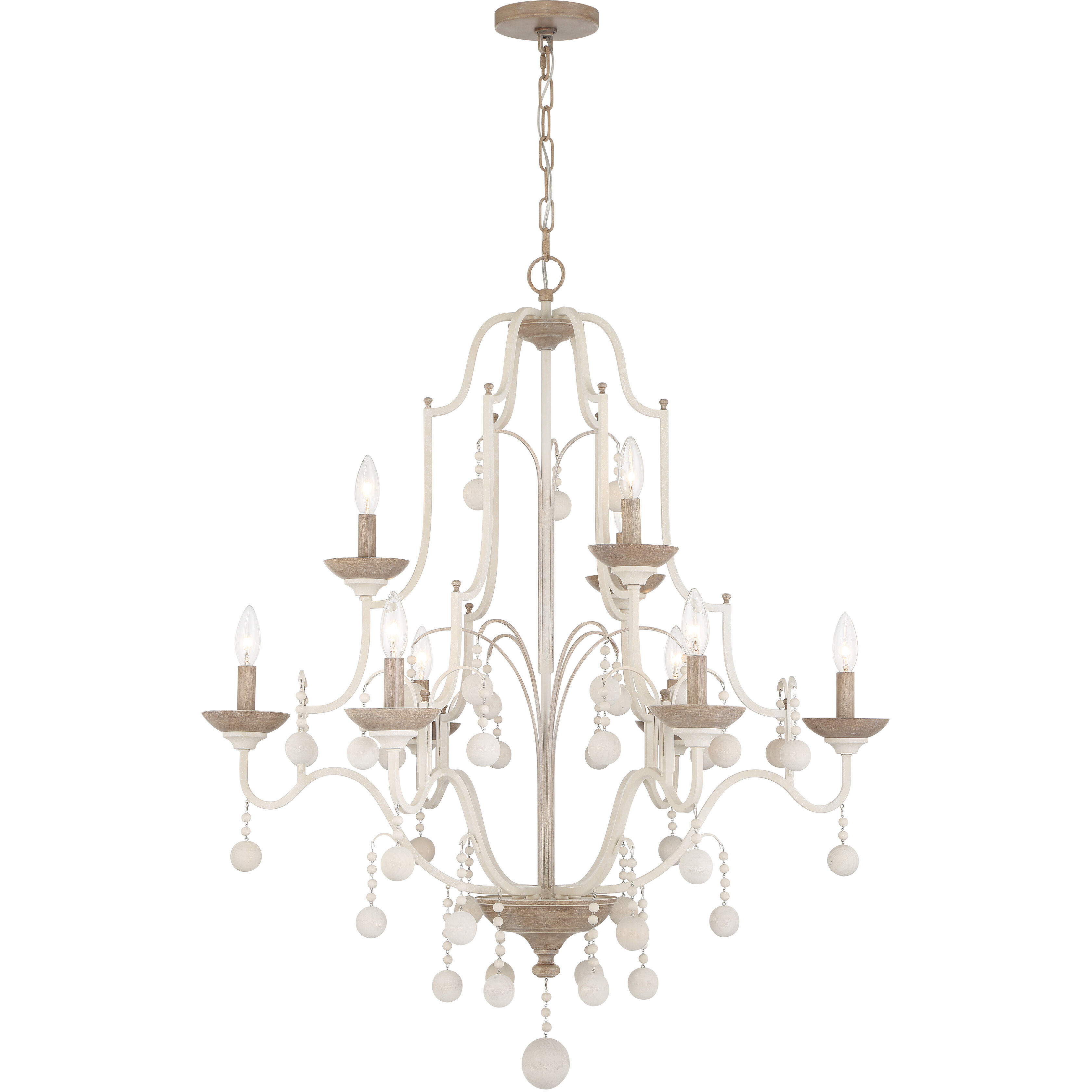 Colonial Charm 9 Light 33.13 inch White Wash and Sun Dried Clay Chandelier Ceiling Light