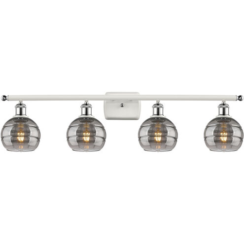 Ballston Rochester 4 Light 35.88 inch White Polished Chrome Bath Vanity Light Wall Light