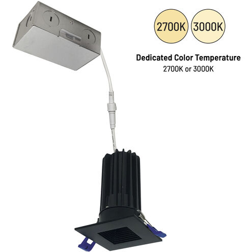 M2 Matte Black Mini Recessed Wet Location Downlight, Square Baffle