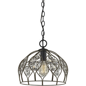 Crystal Web 1 Light 11 inch Gold with Matte Black and Clear Mini Pendant Ceiling Light