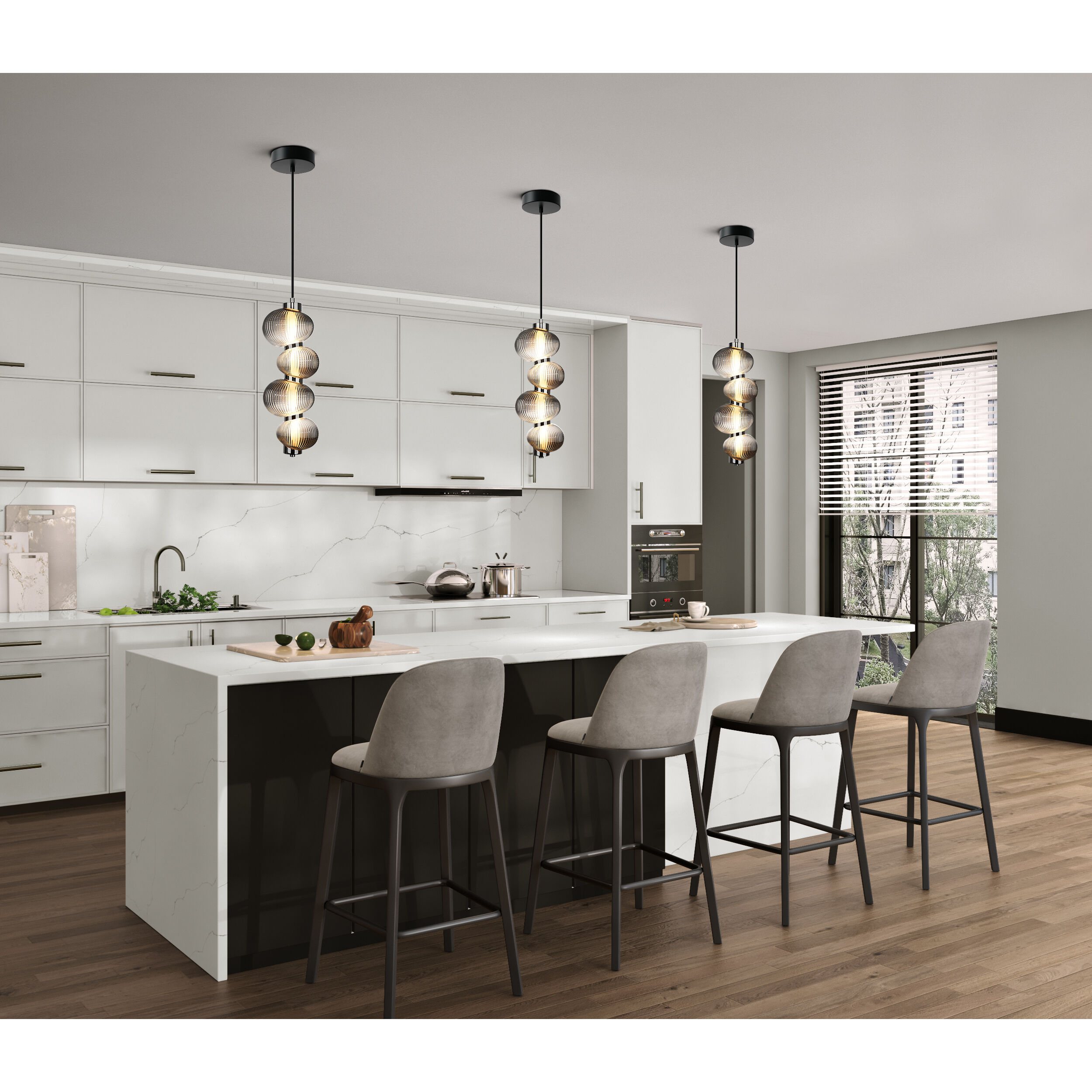 Ariel LED 6.3 inch Chrome and Black Pendant Ceiling Light