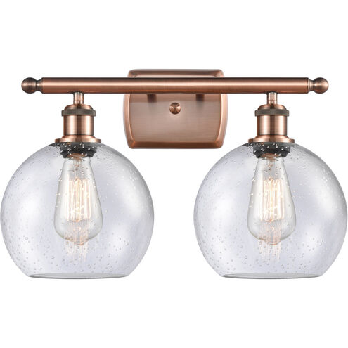 Ballston Athens LED 16 inch Antique Copper Bath Vanity Light Wall Light in Seedy Glass, Ballston