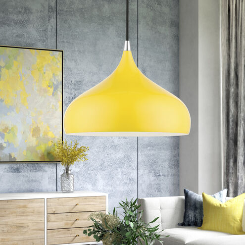 Amador 1 Light 12 inch Shiny Yellow with Polished Chrome Accents Pendant Ceiling Light