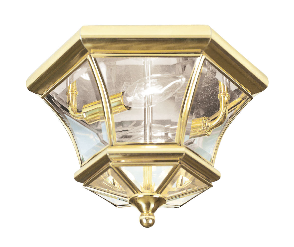 Monterey/Georgetown 2 Light 11 inch Polished Brass Outdoor Ceiling Mount