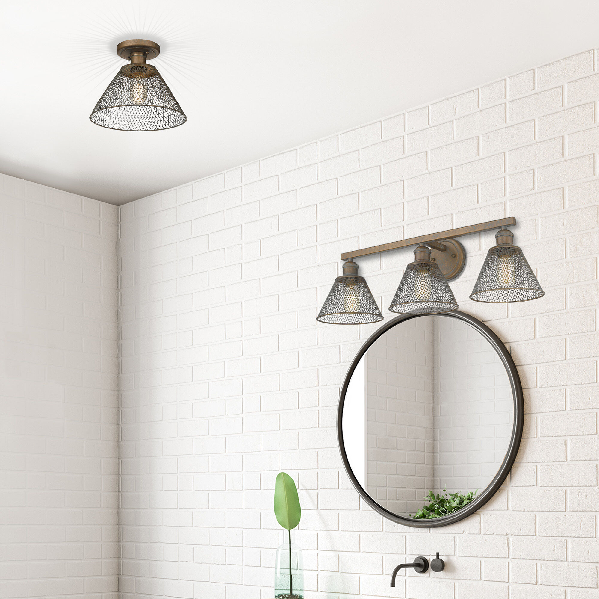 Yep Carver 1 Light 10 inch Copper Patina Semi-Flush Mount Ceiling Light