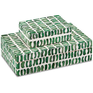 Emerald 11 inch Green/White Boxes, Set of 2