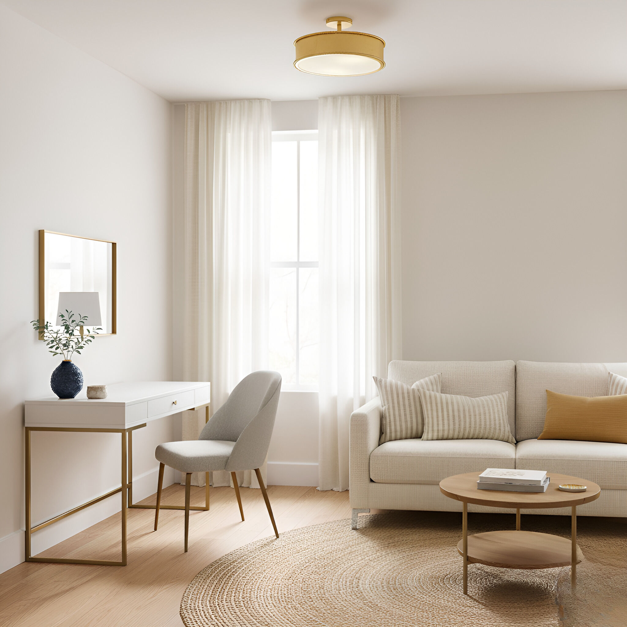 Mara 3 Light 16 inch Gold Leaf Semi-Flush Mount Ceiling Light