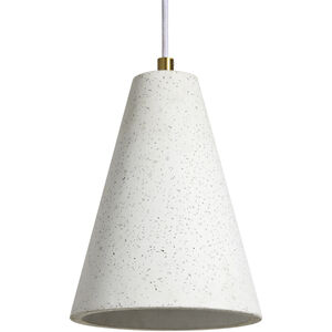 Paula LED 7 inch Off-White with Speckles and Antique Brushed Brass Pendant Ceiling Light