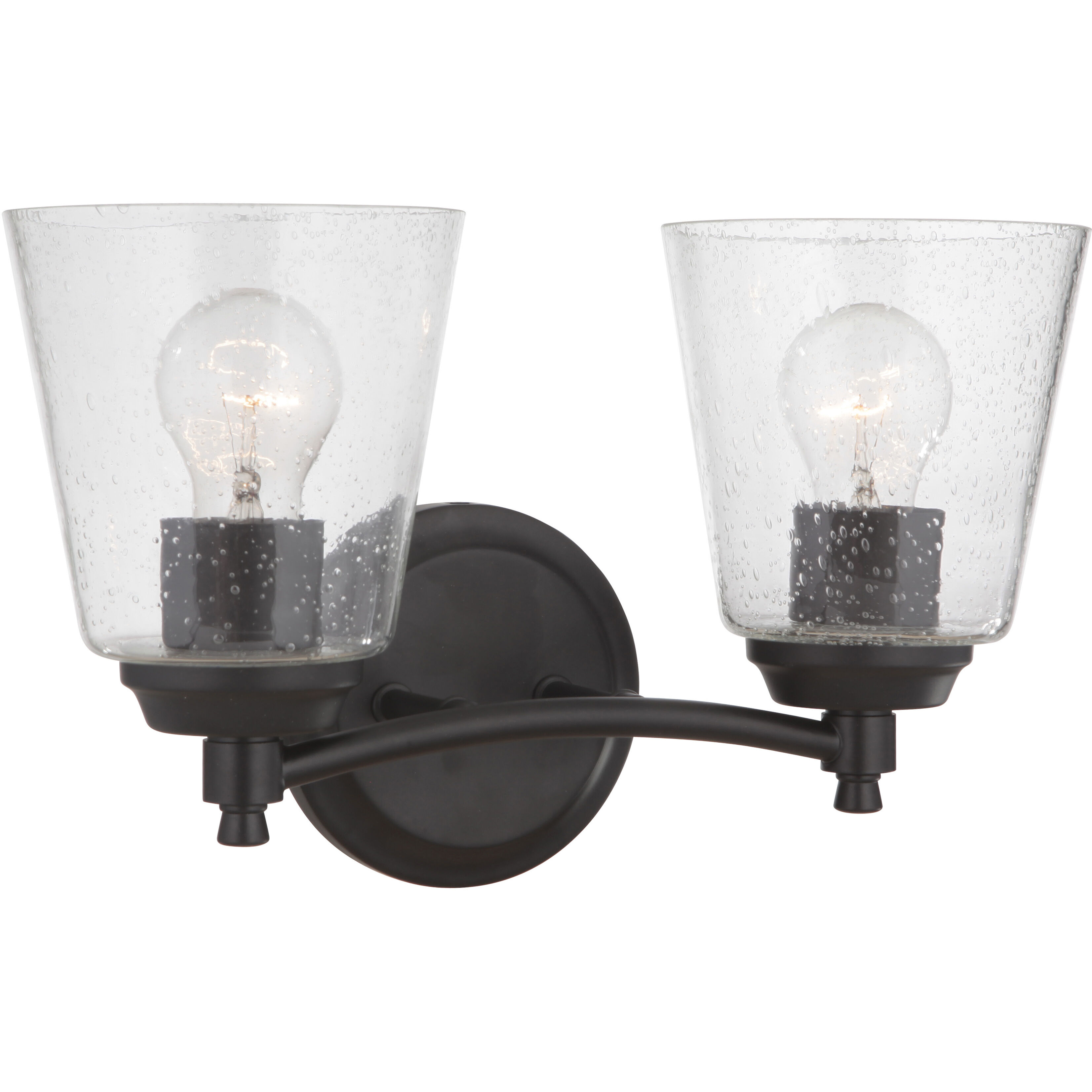 Neighborhood Tyler 2 Light 14 inch Flat Black Vanity Light Wall Light in Clear Seeded, Neighborhood Collection