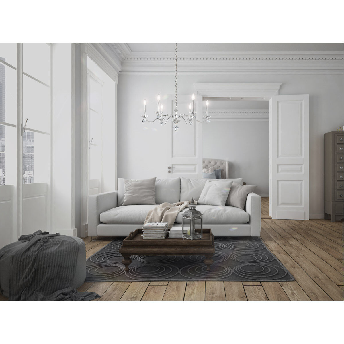 Century 5 Light 17 inch Polished Silver Chandelier Ceiling Light