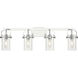Pilaster II Cylinder 4 Light 34.88 inch Polished Chrome Bath Vanity Light Wall Light in Seedy Glass