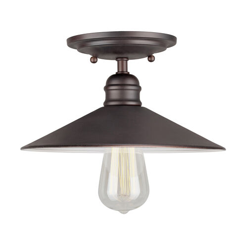 Signature 1 Light 10 inch Antique Bronze Semi Flush Mount Ceiling Light