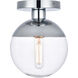 Eclipse 1 Light 8 inch Chrome Flush Mount Ceiling Light