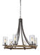 Lanesnoro 6 Light 31 inch Distressed Weathered Oak and Slated Grey Metal Chandelier Ceiling Light