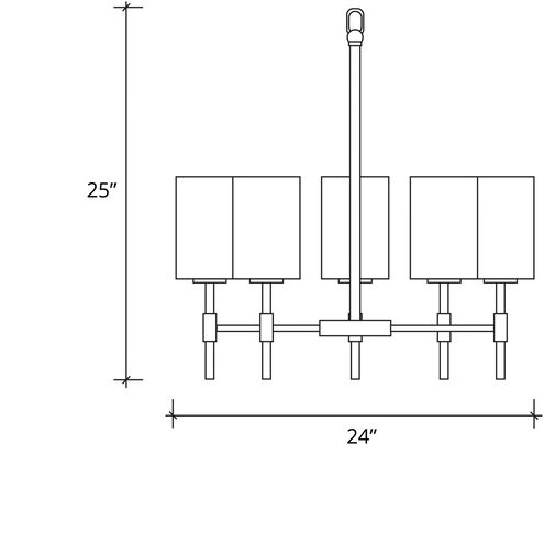 Lumenaria 5 Light 23.25 inch Brushed Nickel Chandelier Ceiling Light in Rectangle, Incandescent